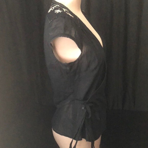 Navy gap wrap blouse - Picture 2 of 5